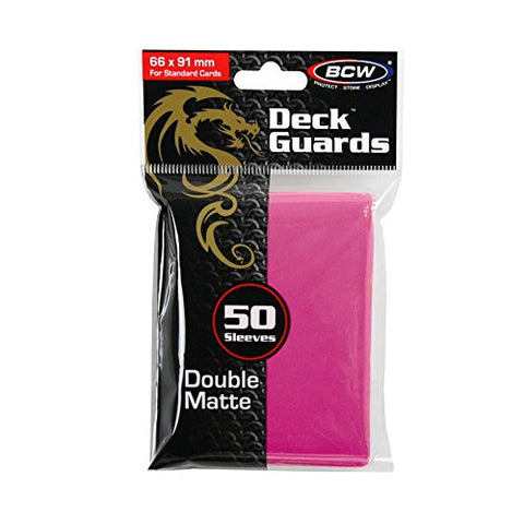 50 Premium Pink Double Matte Deck Guard Sleeve Protectors for Gaming Cards Like Magic The Gathering MTG, Pokemon, & More.