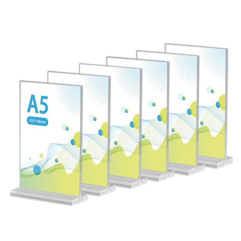 FOGARI A5 Table Stand, Pack of 6 Acrylic Stands, Double-Sided Menu Card Holder, Sturdy Stand for Restaurants, CafÃ©s, Offices and Shops