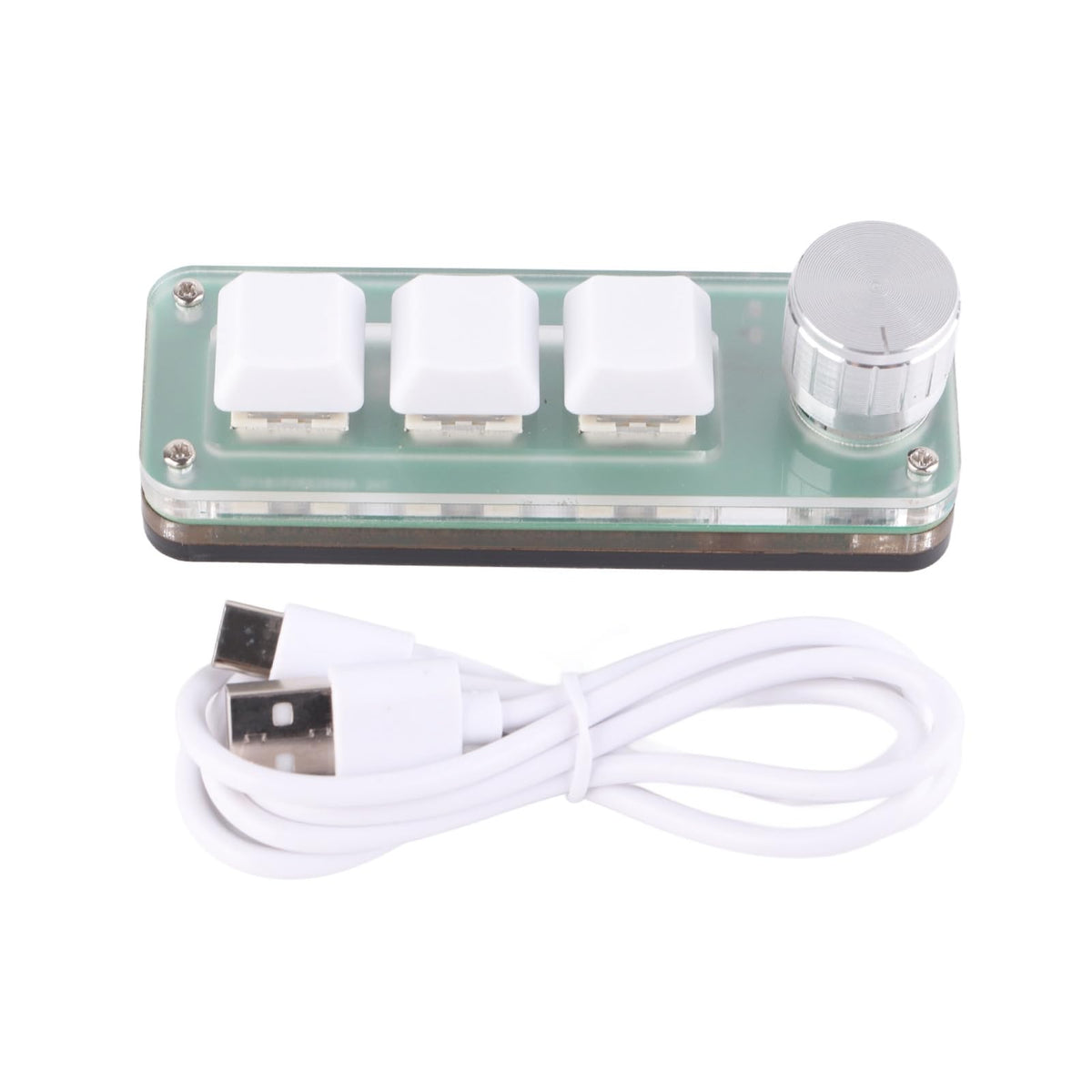 Luqeeg 3 Key Keypad, USB RGB Backlit 3 Keys Mechanical Keypad with Knob Design, Programmable Detachable Cable OSU Keypad Mini Mechanical Macro Keypad for Office, Games, Music, Media