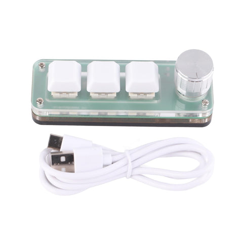 Luqeeg 3 Key Keypad, USB RGB Backlit 3 Keys Mechanical Keypad with Knob Design, Programmable Detachable Cable OSU Keypad Mini Mechanical Macro Keypad for Office, Games, Music, Media