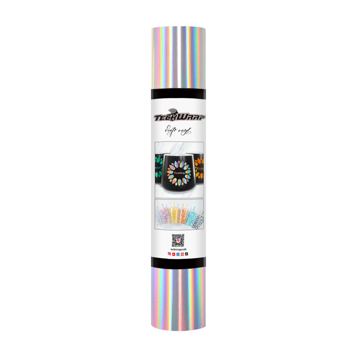 TECKWRAP Holographic Chrome Bubble Free Adhesive Vinyl Permanent Holographic Vinyl with Air Channels 1ftx5ft, for DIY Craft Decal, Silver