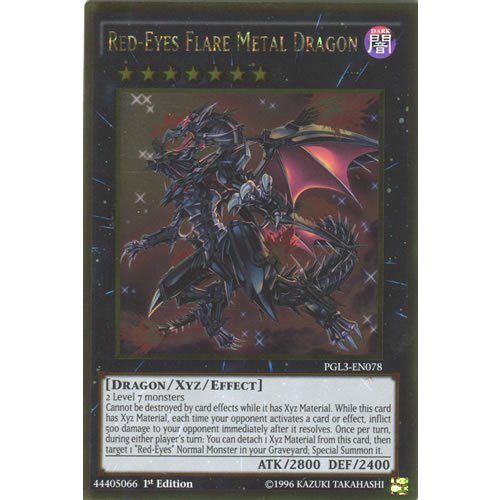 Deckboosters YuGiOh : PGL3-EN078 1st Ed Red-Eyes Flare Metal Dragon Gold Rare Card - ( Premium Gold 3)