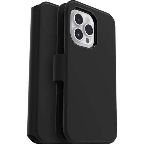 OtterBox Strada Via Case for iPhone 14 Pro Max, Shockproof, Drop Proof, Slim, Soft Touch Protective Folio Case with Card Holder, 2X Tested to Military Standard, Black