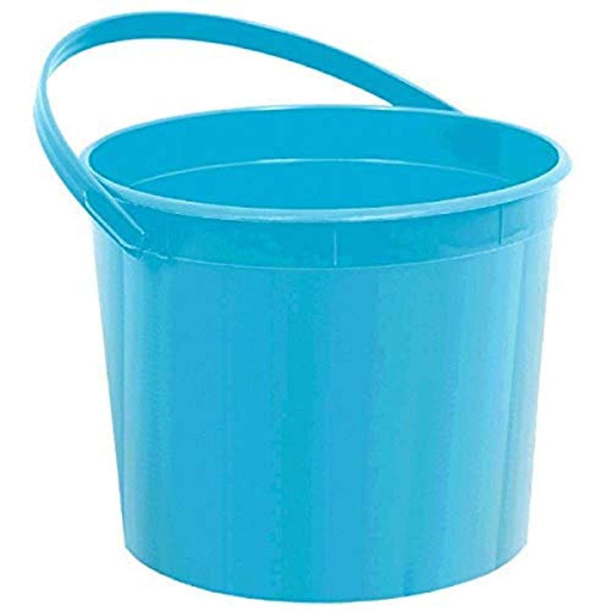 Multipurpose Caribbean Blue Plastic Bucket with Handle - 6.25" x 4.5" (Pack of 12) - Sturdy & Durable Design - Perfect for Storage, Home, Garden, & DIY Projects