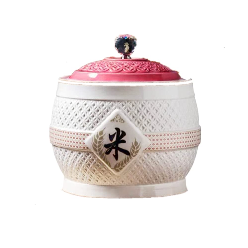 FBWSM Retro ceramic grain storage container household ceramic rice cylinder grain dispenser-10kg