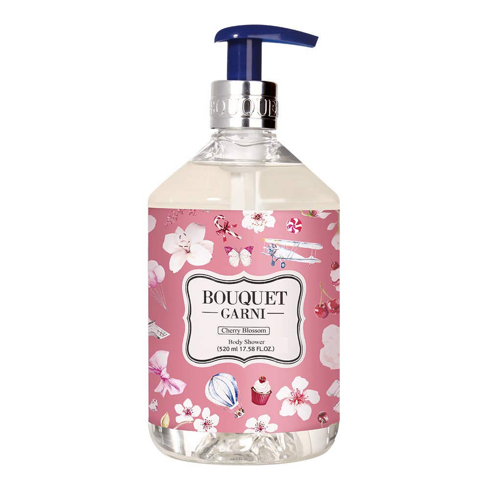 Bouquet Garni Body Shower Cherry Blossom - Unique Fragrance Decanting Engineering Method - Long Lasting Rich Fragrance - Gentle, Mild Cleansing Scented Body Wash with Natural Surfactant 17.9 Fl Oz