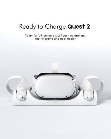 BINBOK VR Charging Dock for Meta/Oculus Quest 2, Charging Station for Oculus Quest 2 VR Headset and Touch Controllers, with 2 Rechargeable Batteries/Type-C Charger Cable/LED Light