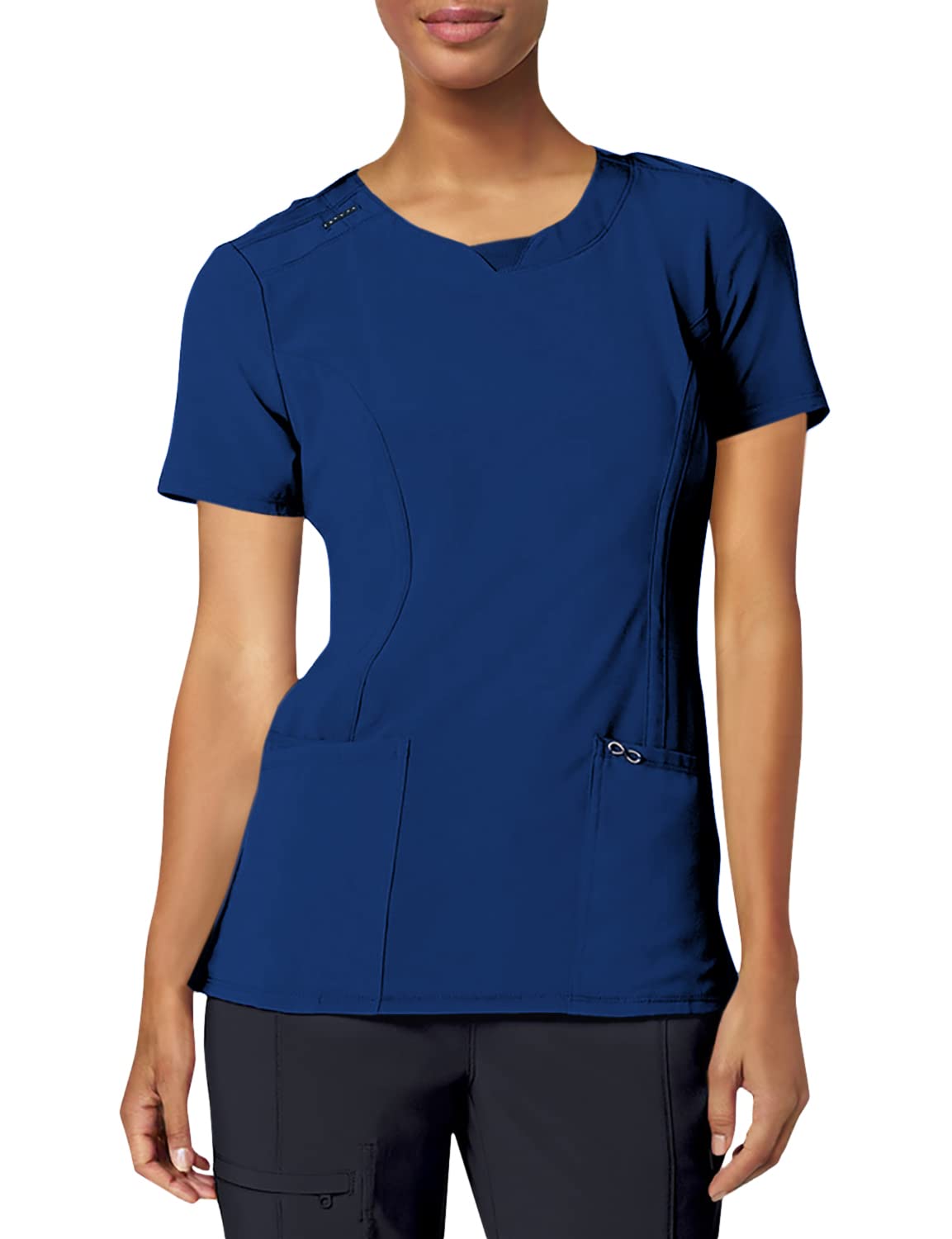 Infinity Cherokee Round Neck Nurse Scrub Tops for Women with 3 Pockets 360 Stretch & Wrinkle-Resistant 2624A, S, Royal