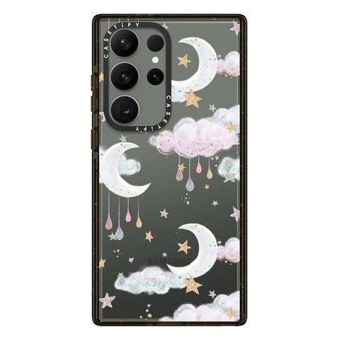 CASETiFY Impact Galaxy S23 Ultra Case [4X Military Grade Drop Tested / 8.2ft Drop Protection] - Candy Cotton Clouds - Clear Black