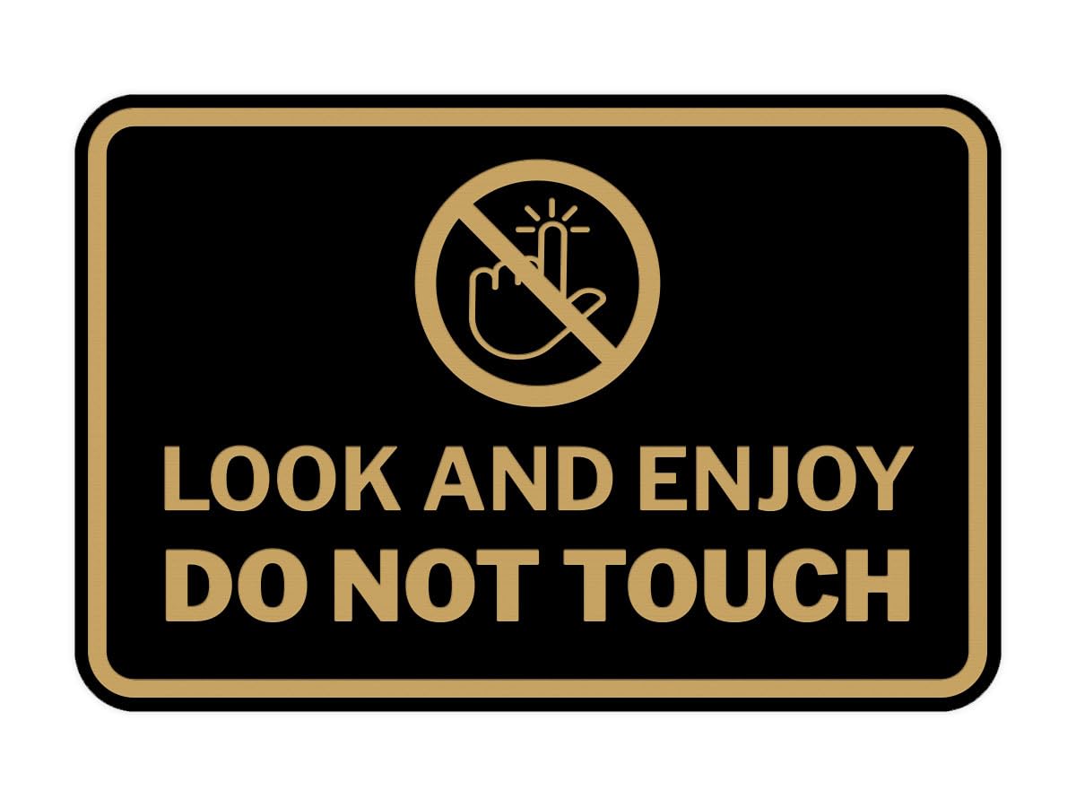 Signs ByLITA Classic Framed Look and Enjoy Do Not Touch Sign (Black Gold) - Large
