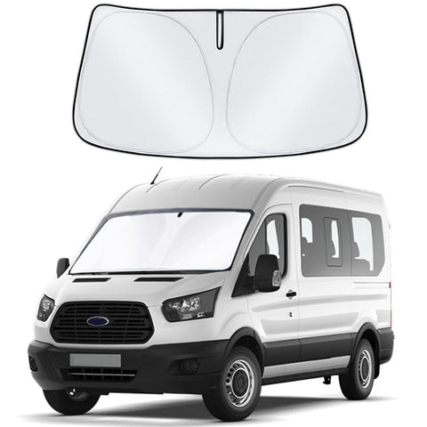 Windshield Sun Shade for Ford Transit 2015-2024 Wagon XL Wagon XLT Accessories 240T Upgrade Foldable Sunshade Custom Windshield Sun Visor Blocks UV Rays