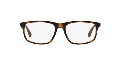 Ray-Ban Men's RX7055 Square Prescription Eyewear Frames, Havana, 55mm