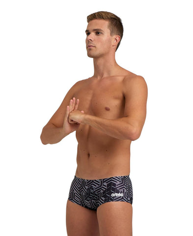 Arena Performance Men's Kikko Pro Low-Waist Swim Shorts Chlorine Resistant MaxLife Athletic Practice Swimsuit, Black/Black Multi, US Size 24