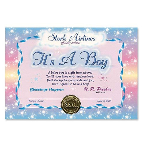 Beistle It's a Boy Certificates, 5 by 7-Inch, 6-Pack