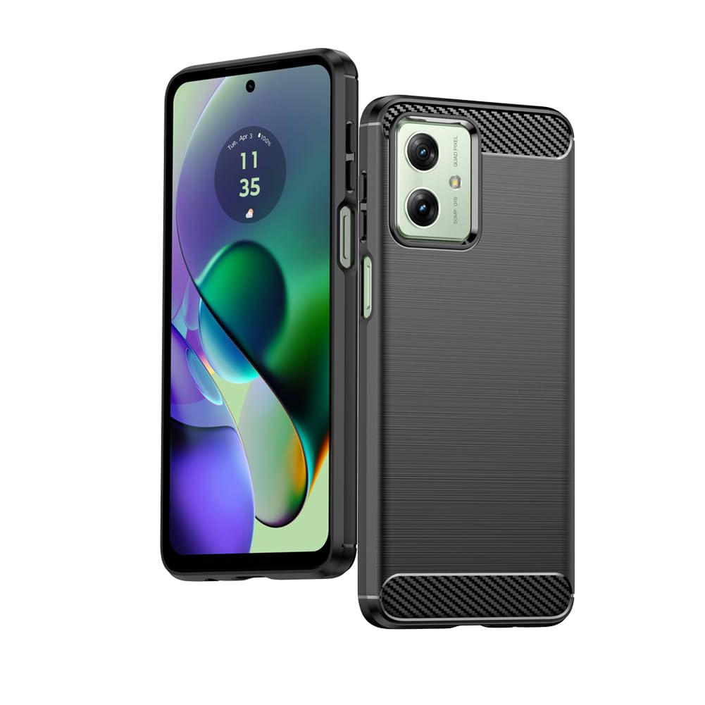 Wookfiss Case for Motorola Moto G54 5G / Moto G64 5G Carbon Fibre Material Design Silicone TPU Flexible Shockproof Protective Case Compatible with Moto G54/G64