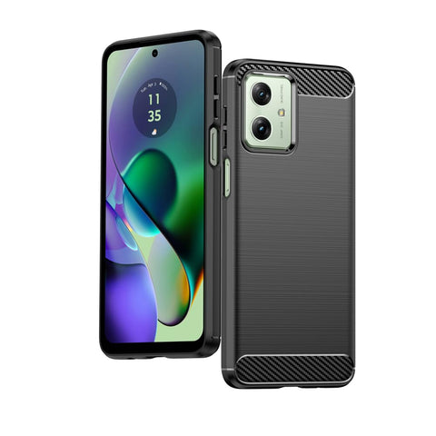 Wookfiss Case for Motorola Moto G54 5G / Moto G64 5G Carbon Fibre Material Design Silicone TPU Flexible Shockproof Protective Case Compatible with Moto G54/G64
