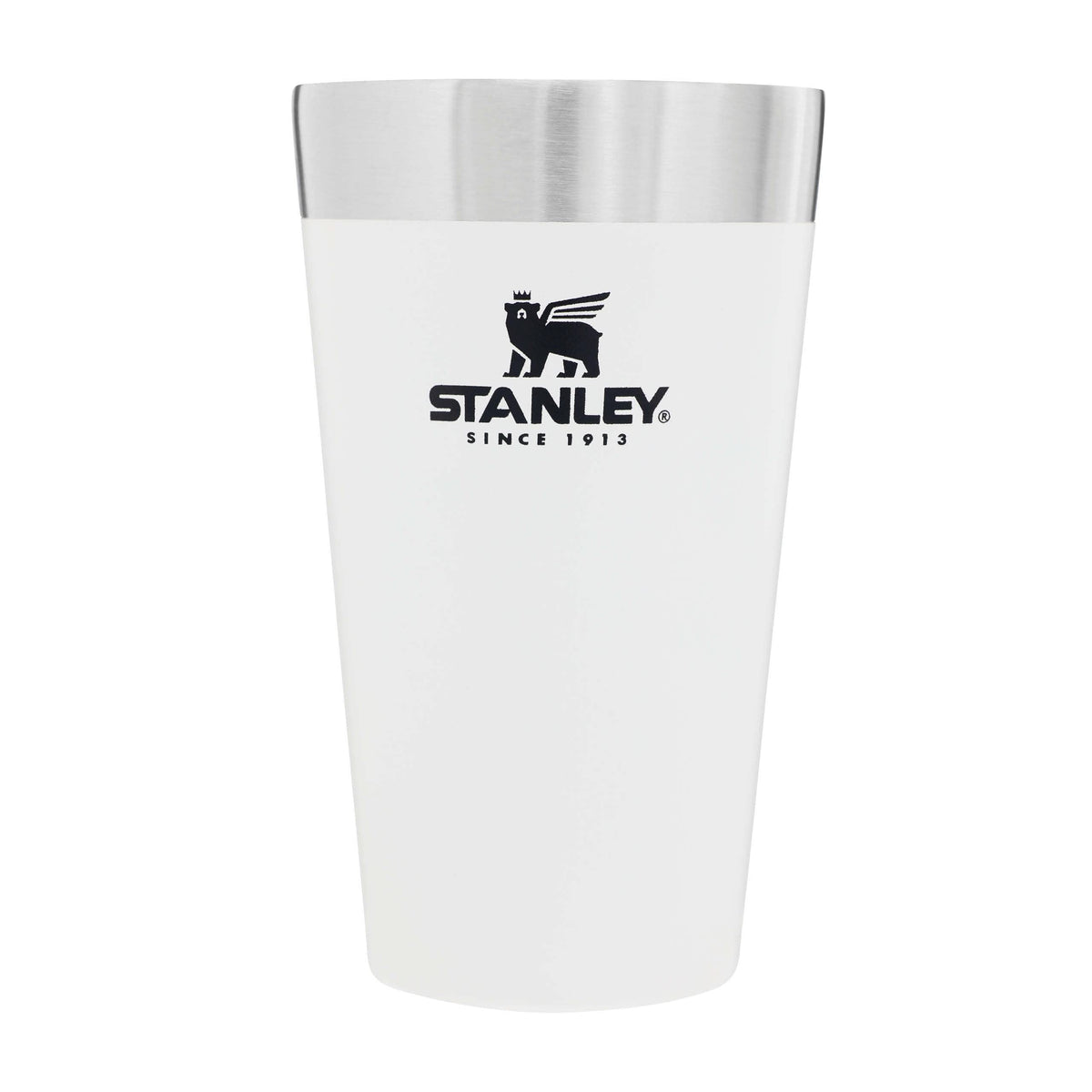 Stanley Adventure Stacking Beer Pint 0.47L - Travel Mug Keeps Drinks Cold For 4 Hours - Stainless Steel Thermal Cup - Stacks Infinitely - Double Wall Vacuum Insulation - Dishwasher Safe - Polar White