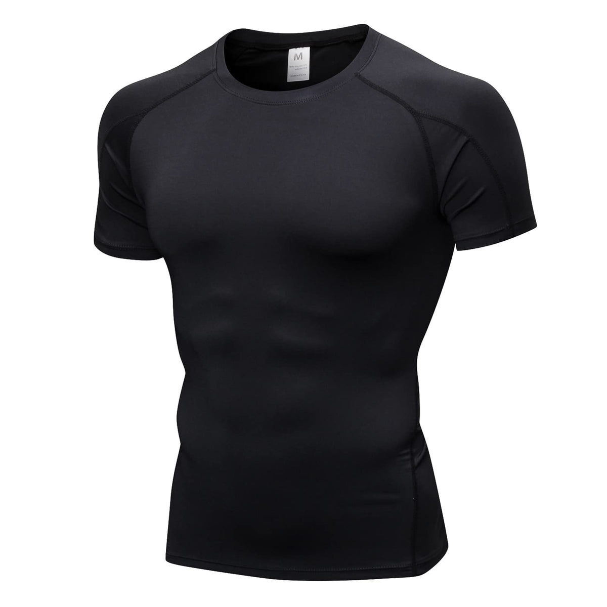 Yishengwan Compression Tops for Men Short Sleeve Mens Compression Shirts Quick-Drying Base Layer Shirts Gym Top Running T-Shirts for Sports Fitness Workout Cycling Training, Black, S