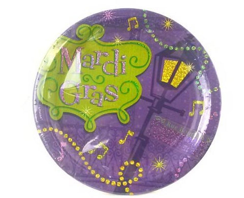 Bourbon Street Dinner Plates Paper Holiday Mardi Gras Parties Celebrations 8 Ct