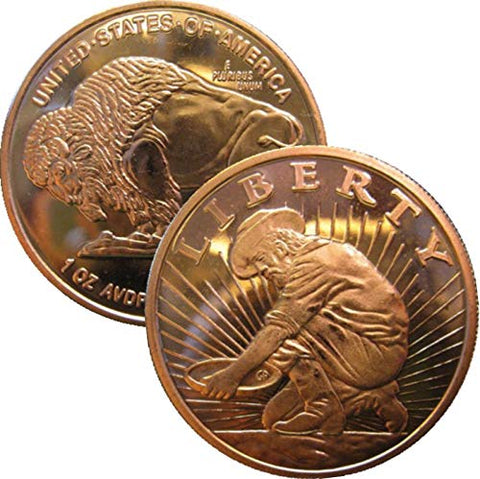 1 oz .999 Pure Copper Round/Challenge Coin (Liberty ~ Prospector)