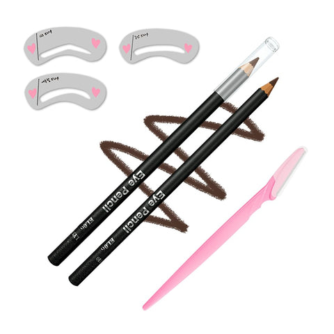 Eyebrow Pencil, Long-lasting and Waterproof Formula, For Perfect Brows, Eyebrow Makeup Essential, Eyebrow Pencil *1; Eyebrow Stencil *3; Eyebrow Razor *1, Brown #-0419017