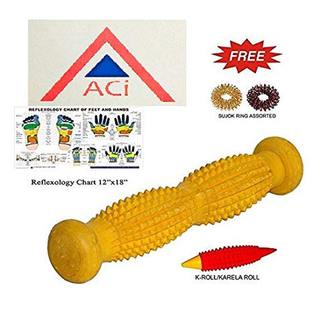 ACi Acupressure Wooden Foot Massager Pointed Spiked Single Roller Acu Therapy Kit-Acupressure IndiaÃƒâ€šÃ‚Â®