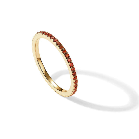 PAVOI 14K Yellow Gold Plated Sterling Silver Stackable Ring Colored CZ Stones | Garnet Eternity Bands for Women (Size 10)