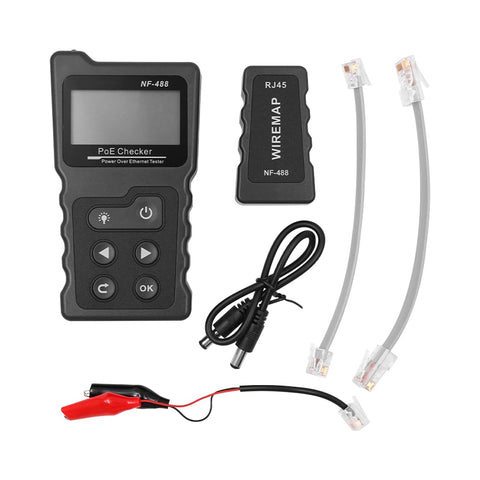 ANCLLO Network Tester Ethernet Tester Rj45 Tester with LCD Display For Automatic Identification of POE Voltage Load Loop Power Test
