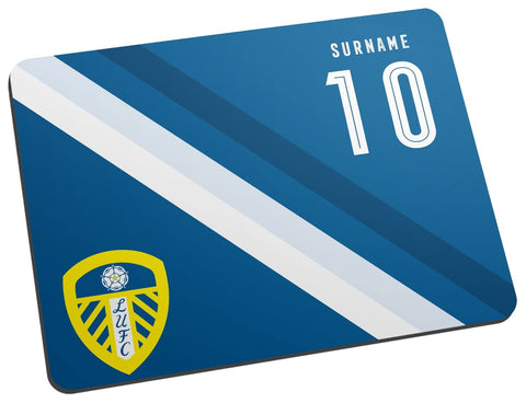 Personalised Colour Stripe Mouse Mat for Leeds United FC fans, great for Whites football supporters, fabric top, non slip mouse pad 5mm thick