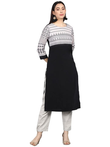 Vaamsi Crepe Digital Printed Kurti(VPK1690_Black_4XL)