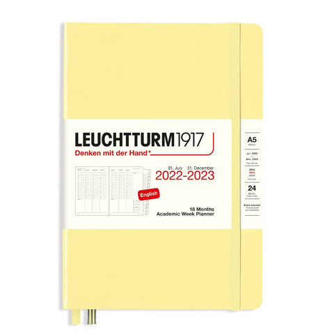LEUCHTTURM1917 366028 Academic Weekly Planner Medium (A5) 2023, 18 Months, Vanilla, English