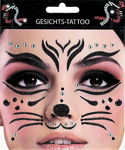 Makotex GmbH Facial Too Cat Predator Beetle Glitter Stones Face AppliquÃ© Skin Sticker Glamour (Cat Silver)