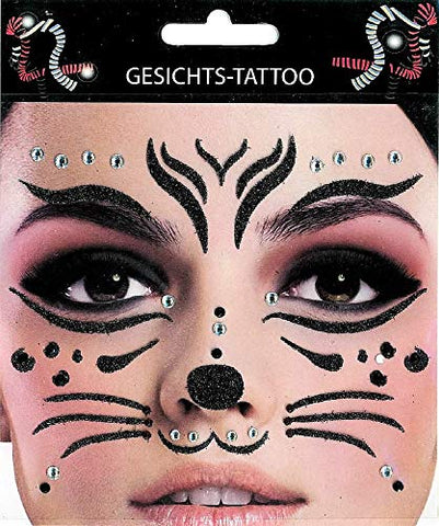 Makotex GmbH Facial Too Cat Predator Beetle Glitter Stones Face AppliquÃ© Skin Sticker Glamour (Cat Silver)