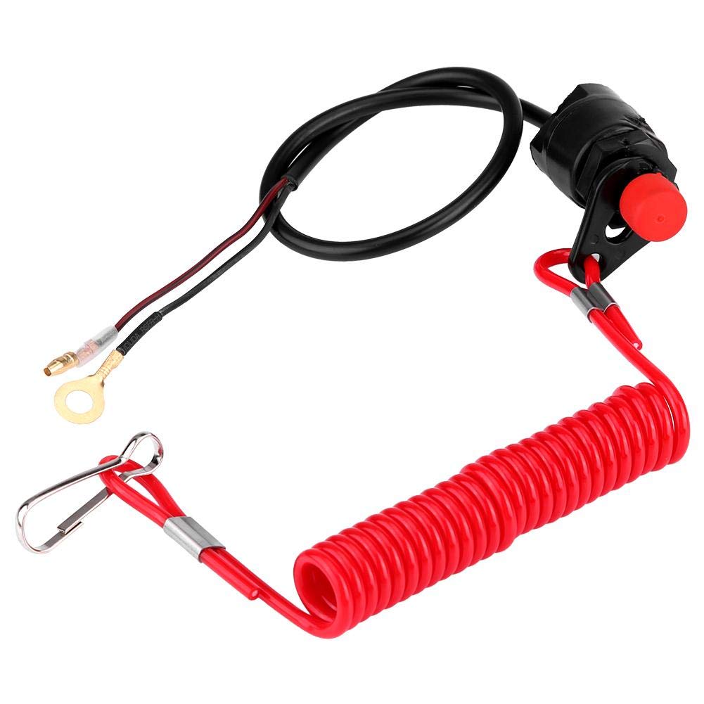 Outboard Engine Kill Switch, Motorcycle Outboard Lawn Mowers Emergency Engine Kill Stop Switch W/Tether Motor Safety Tether Lanyard Cord replacement for most