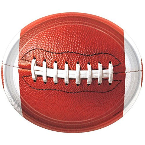 Amscan Football Frenzy Birthday Party Oval Paper Platters (Pack of 8), Brown, 12"