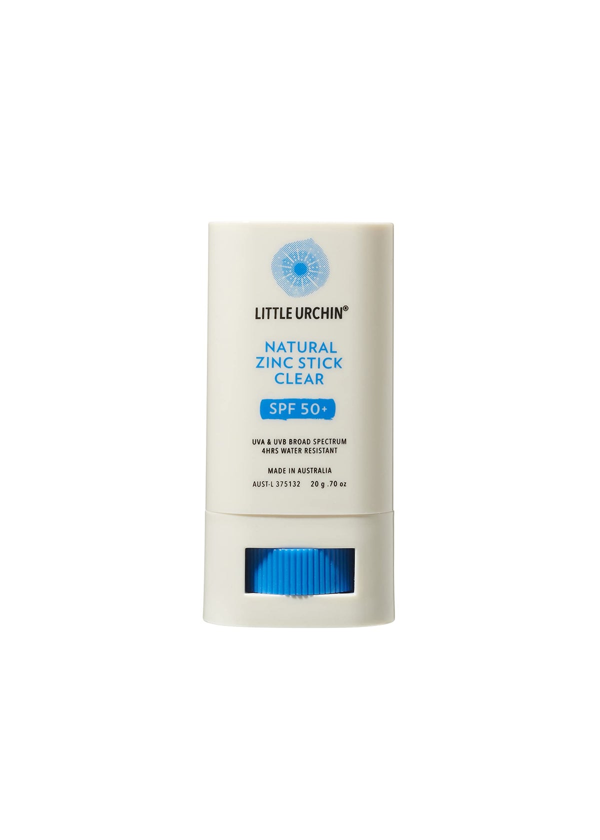 Little Urchin Natural Zinc Stick Clear SPF 50+ Reef & Ocean Safe, Broad Spectrum, Water-Resistant, Australian Made, Pocket-Size, 0.7 Oz / 20g