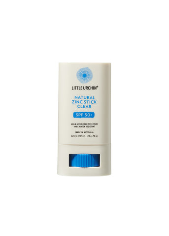 Little Urchin Natural Zinc Stick Clear SPF 50+ Reef & Ocean Safe, Broad Spectrum, Water-Resistant, Australian Made, Pocket-Size, 0.7 Oz / 20g