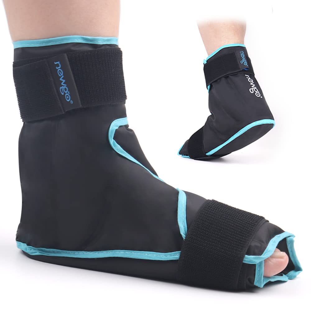 NEWGO Ice Pack for Ankle Injuries Reusable, Hot Cold Therapy Foot Ankle Ice Pack Wrap for Plantar Fasciitis, Achilles Tendinitis, Swelling, Sprain, Foot Pain, Heel Spur, Gout