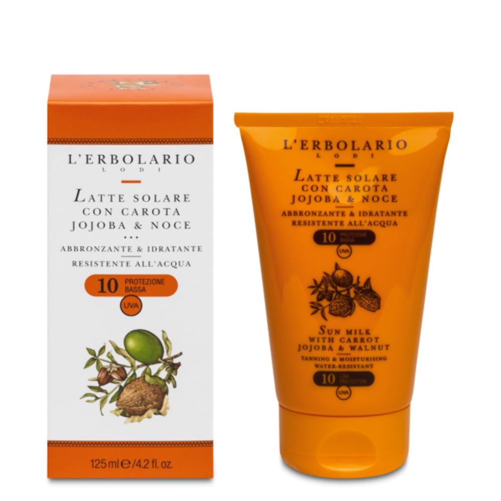 L'Erbolario Suntan Milk containing Carrot, Jojoba and Walnut with SPF 10