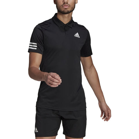 adidas Men's Tennis Club 3-Stripes Polo Shirt, Black/White, Small