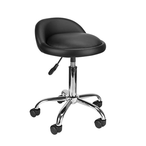 display4top Black Adjustable Swivel Rolling Cushion Tattoo Massage Hydraulic Salon Stool with Back,5 Wheels