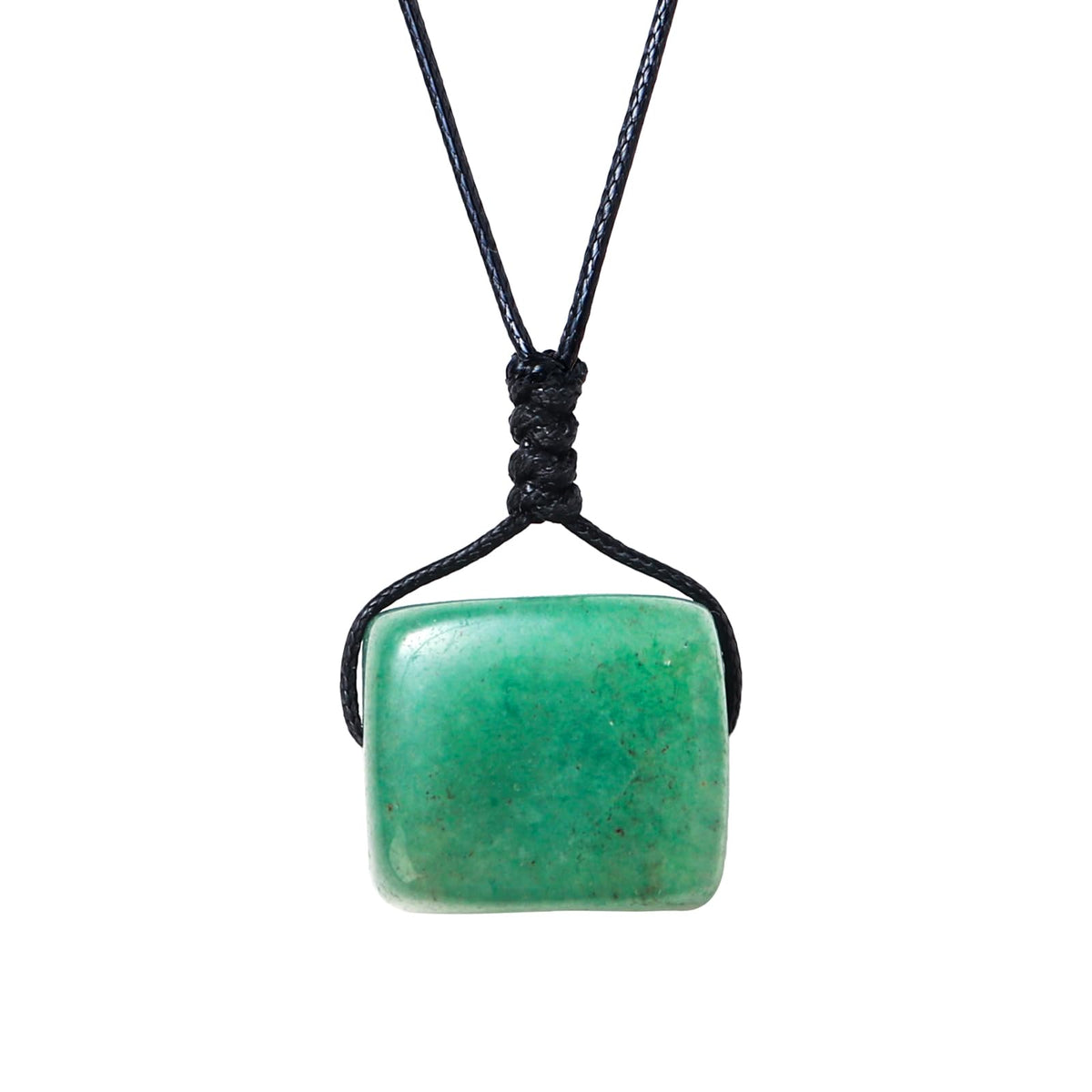 Runyangshi Green Aventurine Natural Crystal Square Pendant 0.59"-0.78"(1.5-2cm) Tumbled Polished Stones Necklace for Men Women Hand-Woven Rope Gift