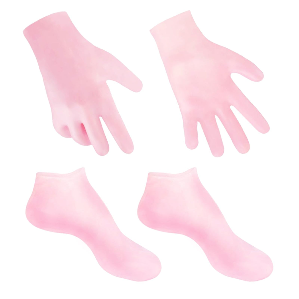 2 Pairs Moisturizing Glove Socks Set, Silicone Gel Spa Socks for Dry Cracked Skin ,Silicone Gel Heel Socks Anti Slip,for Foot Hand Softening, Calluses, Foot Care After Pedicure(Pink)