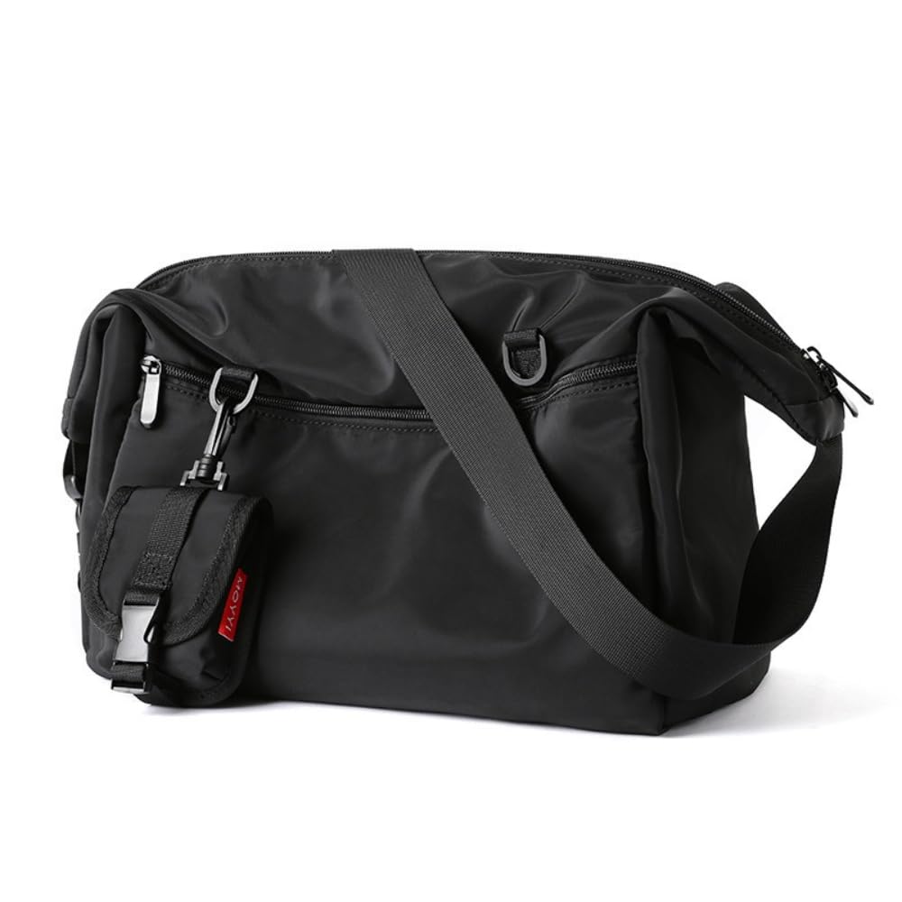 P&D Crossbody Bag Men 18L Messenger Bags Tote Bag 14 Inch Shoulder Outdoor Unisex Casual Travel College Student Water Resistant, Black, M