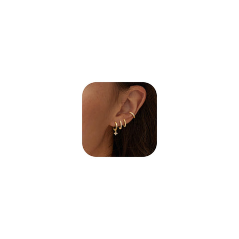 Morfetto 4 Pairs Dainty Gold Stud Earrings for Women 14k Gold Plated Earring Sets for Multiple Piercing Hypoallergenic Small Hoop Earring Stack Stackable Hoops Earings Set for Cartilage Dangle