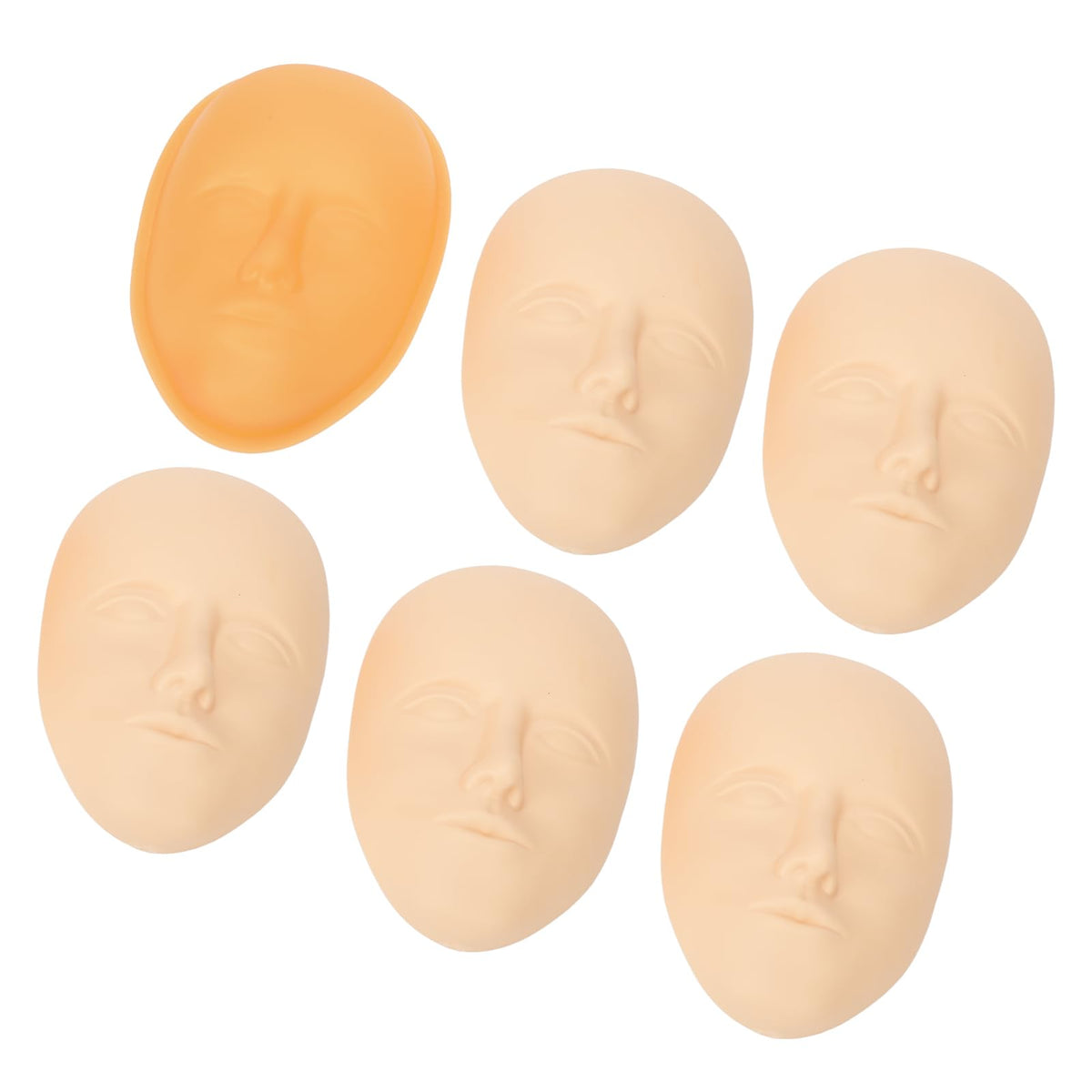 5pcs Silicone Tattoo Practice Face, 3D Microblading Cosmetic Training Fake Skins with Orange Skin Support Base