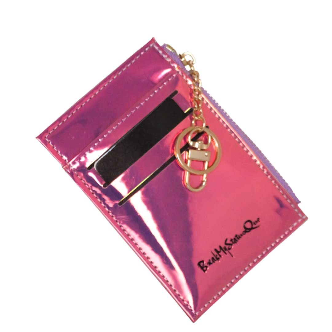 BreakMyStatusQuo Thin Ladies Purse, RFID Card Holder Wallet with Small Coin Purse/Key Pouch & Safety Buckle in a Gift Box, Clips to a Bag, Fits in a Pocket, Vegan Fashion (Wildberry Purple)