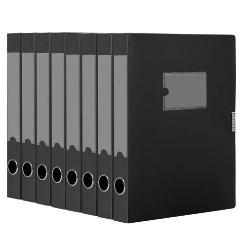 HUA JIE A4 Storage File Boxes Plastic Archives Cases with Lid, File Folder Organizer Document Storage Filing Box for office, Letter Size Paper,31Ã—4Ã—24 cm, Black(Pack of 8)