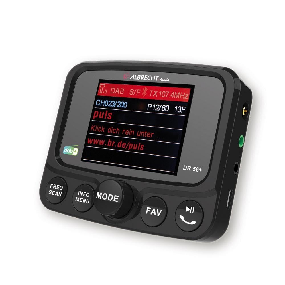 Albrecht DR56+ Car Radio Upgrade Adapter 27256 FM Transmitter for DAB+ Transmitter and Bluetooth Connection from Smartphone to FM Radio