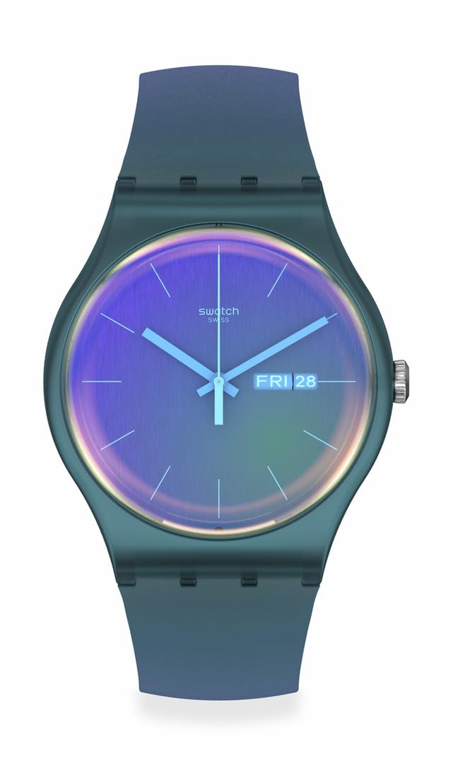 Swatch Unisex Casual Blue Watch Bio-sourced Quartz Fade to Pink